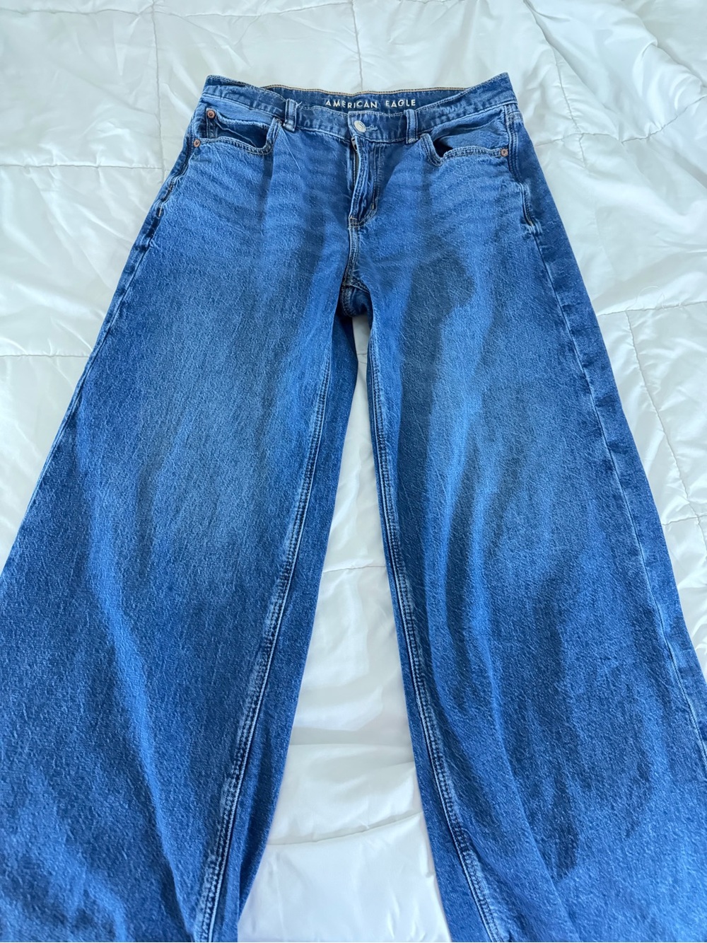American Eagle Outfitters Wide Leg Jeans - Deep Blue Wash